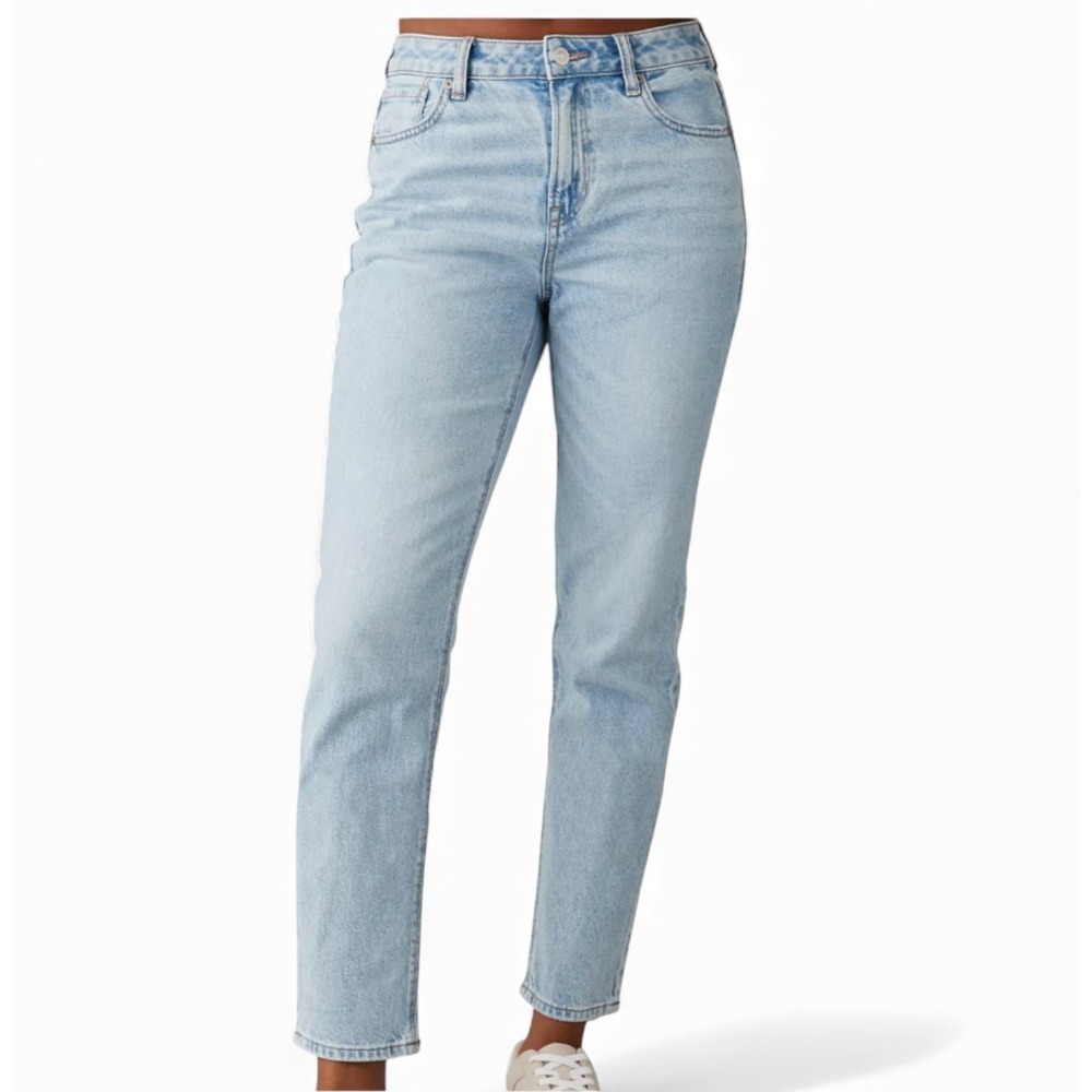 AMERICAN EAGLE OUTFITTERS Light Bleach Wash STRIGID MOM JEANS Stretch Back 2 R